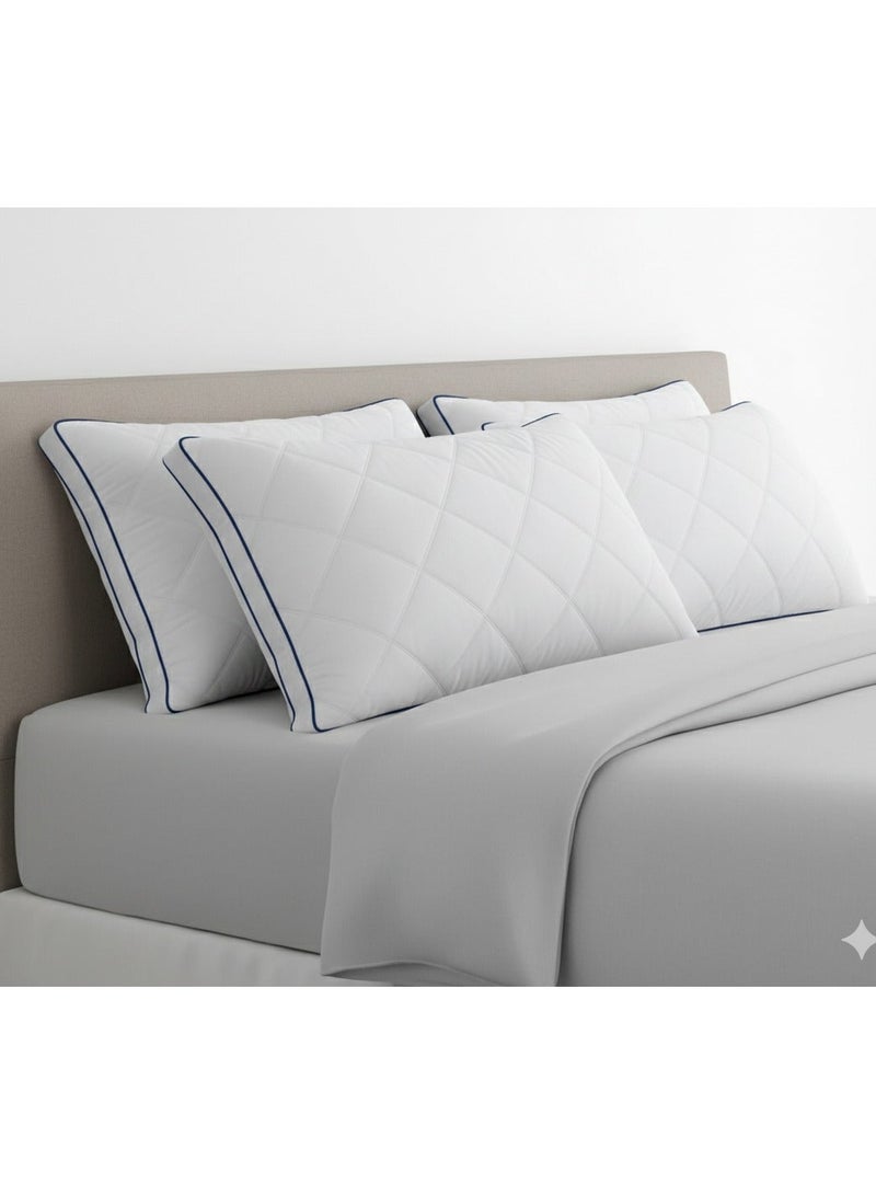 Somerfield Somer Field - Gusset Bed Pillows for Sleeping - Queen Pillows 2 Pack-Cooling Pillows - Premium Soft Down Alternative Fill Supportive for Back, Stomach or Side Sleepers (Blue Piping) - Image 3